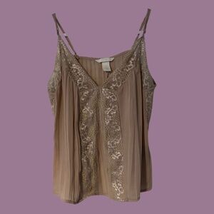 H&M Nude Color Tank Top With Lace Detail Size Small